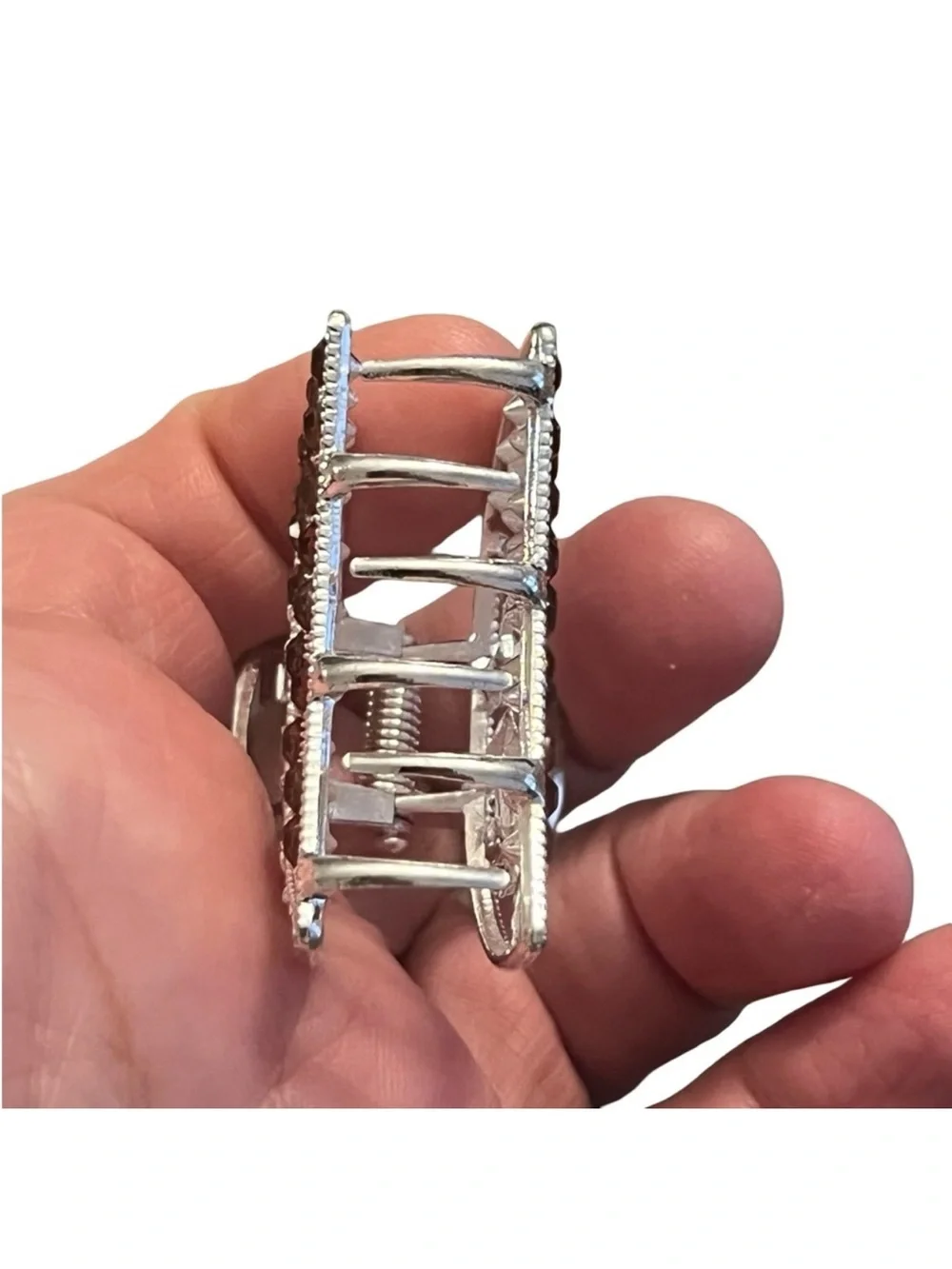 Silver Hair Claw Clip with Amber Crystals FINAL PRICE DROP